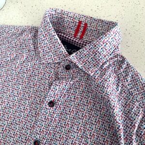 Robert Graham Modern Americana Mens Short Sleeve Button Down Geometric Shirt XL